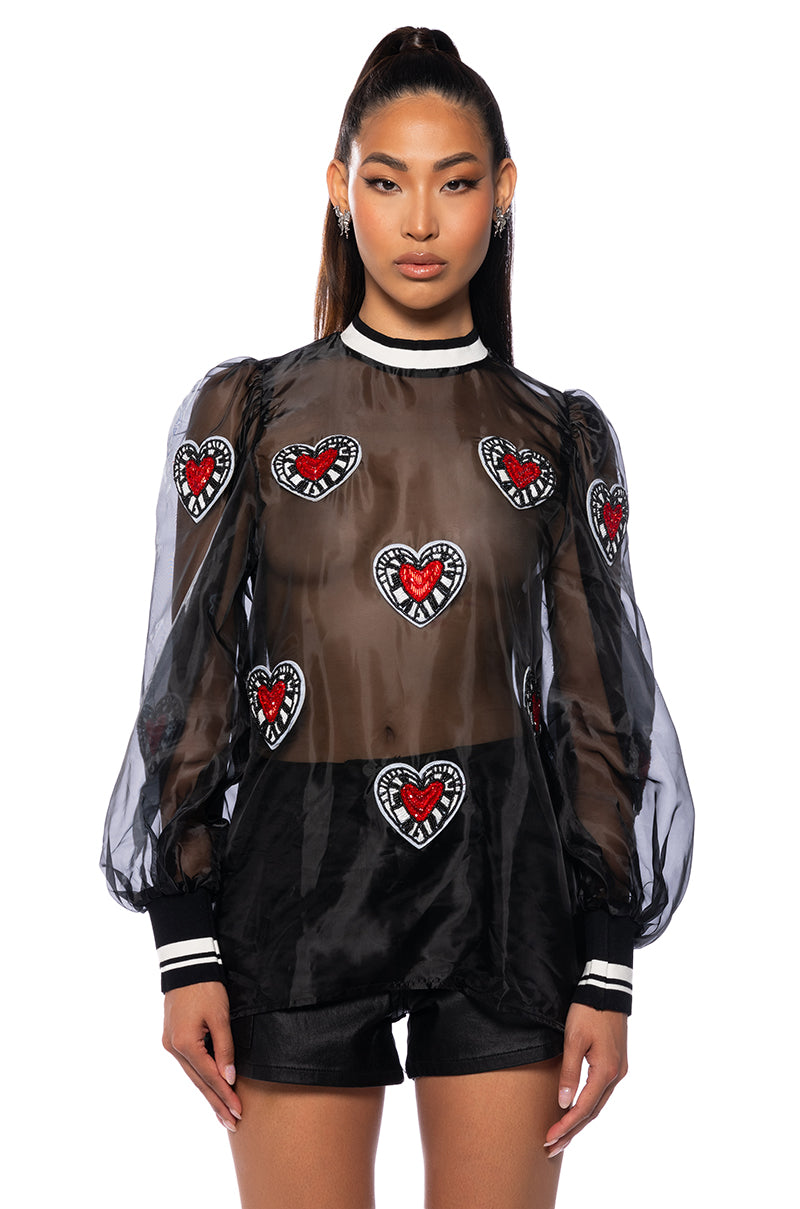 HIGHEST HONOR EMBELLISHED BLOUSE