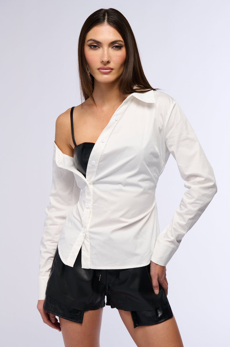 PEEK A BOO BUSTIER POPLIN SHIRT