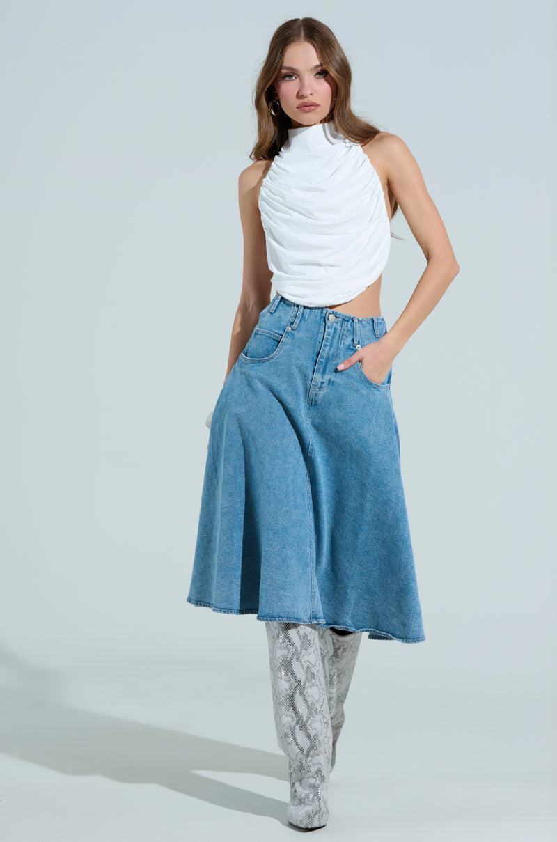 BRITNEY MIDI DENIM SKIRT