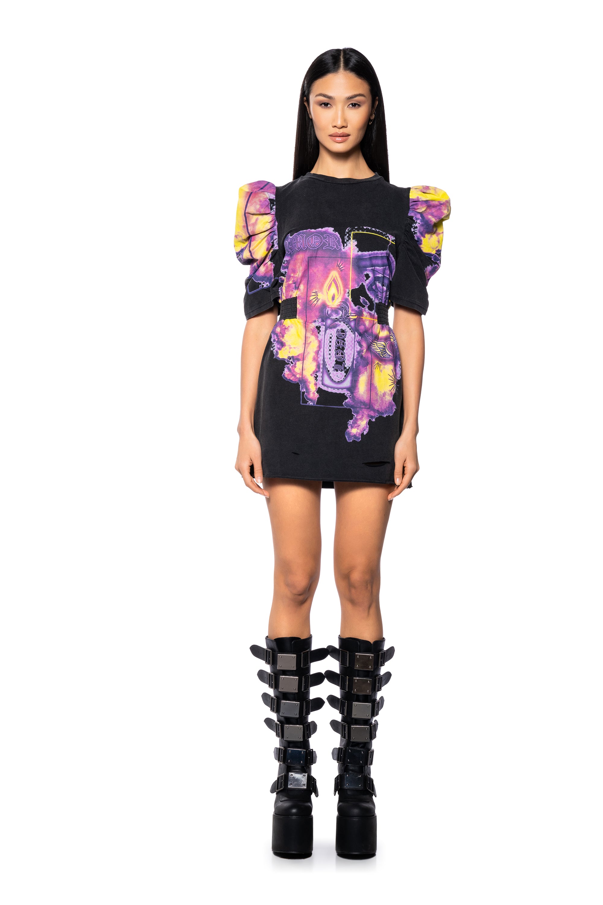 MI AMOR ABSTRACT PRINT TSHIRT DRESS