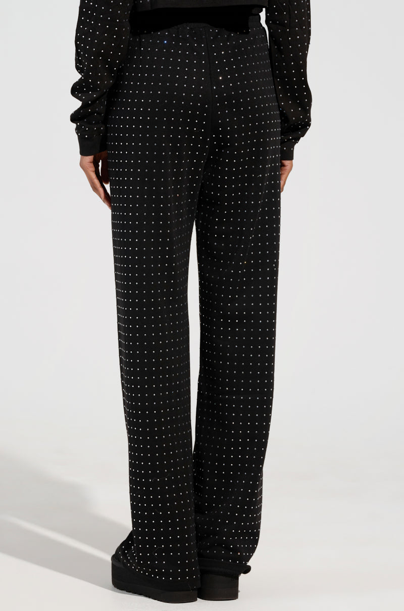 BUTTERCUP RHINESTONE EMBELLISHED SWEATPANT IN BLACK