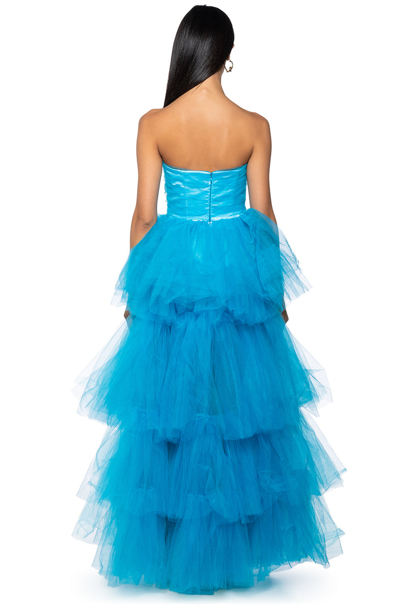 SHE'S ROYALTY TULLE TIERED CORSET DRESS