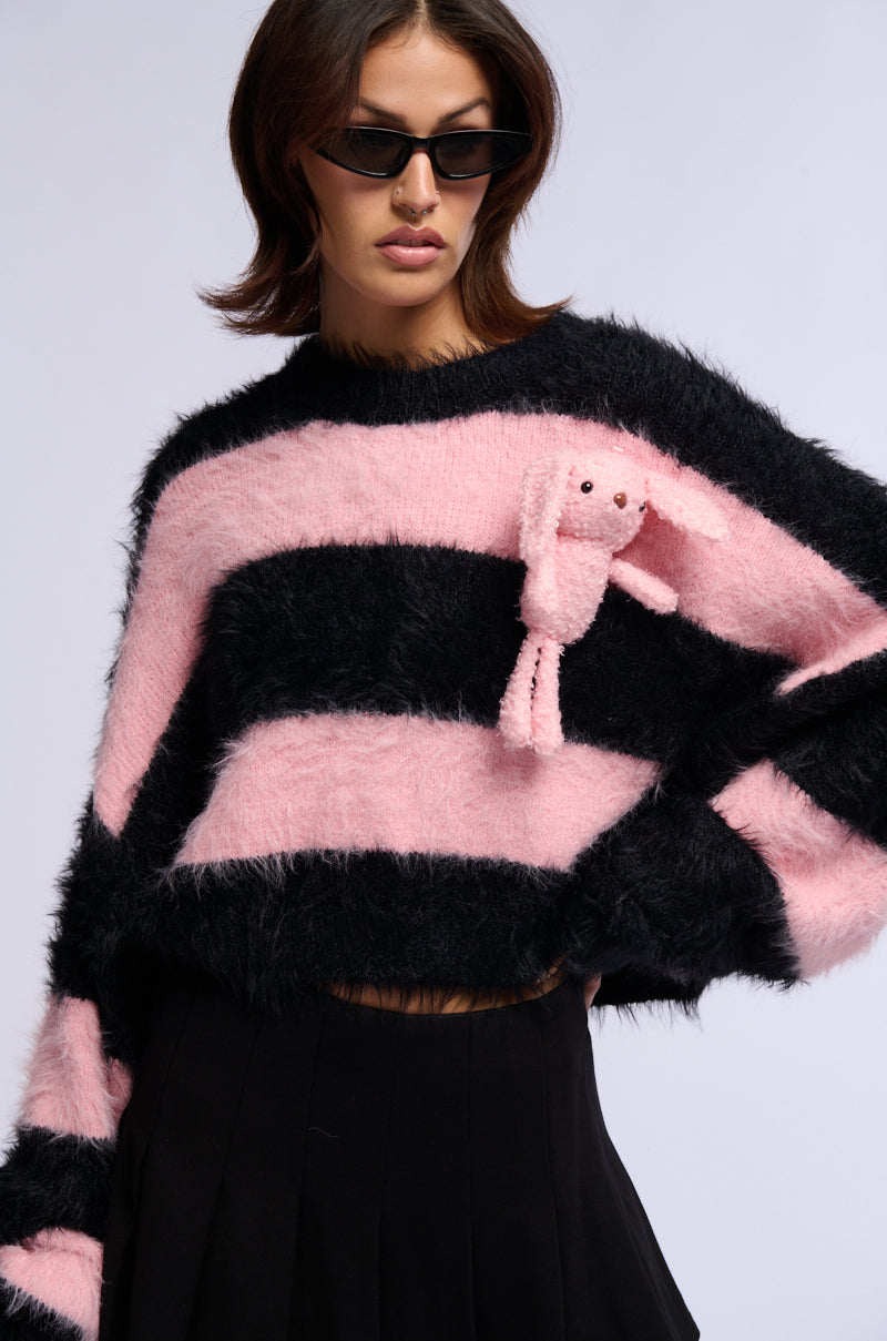 PRETTY IN PINK FUZZY SWEATER