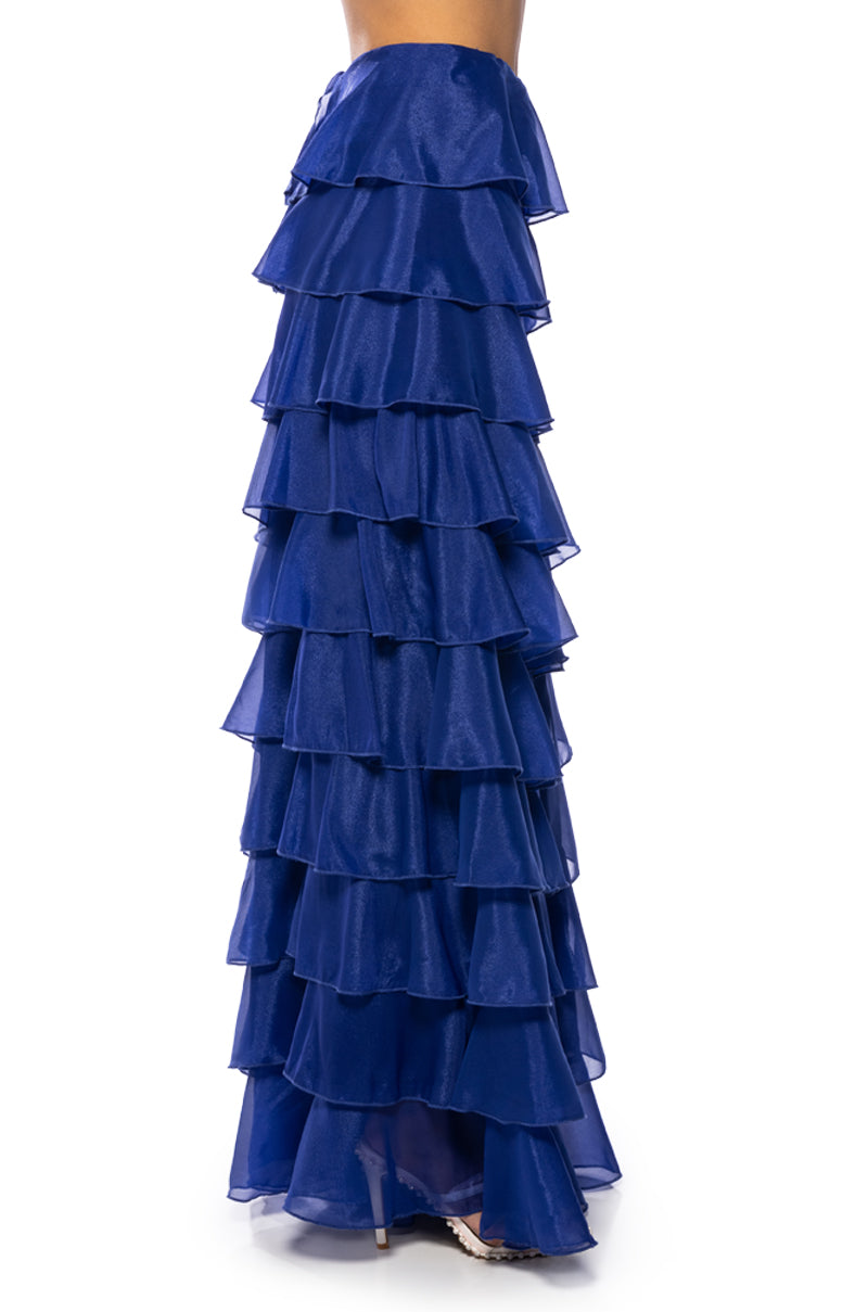 EXPRESS YOURSELF RUFFLE PANTS IN ROYAL BLUE