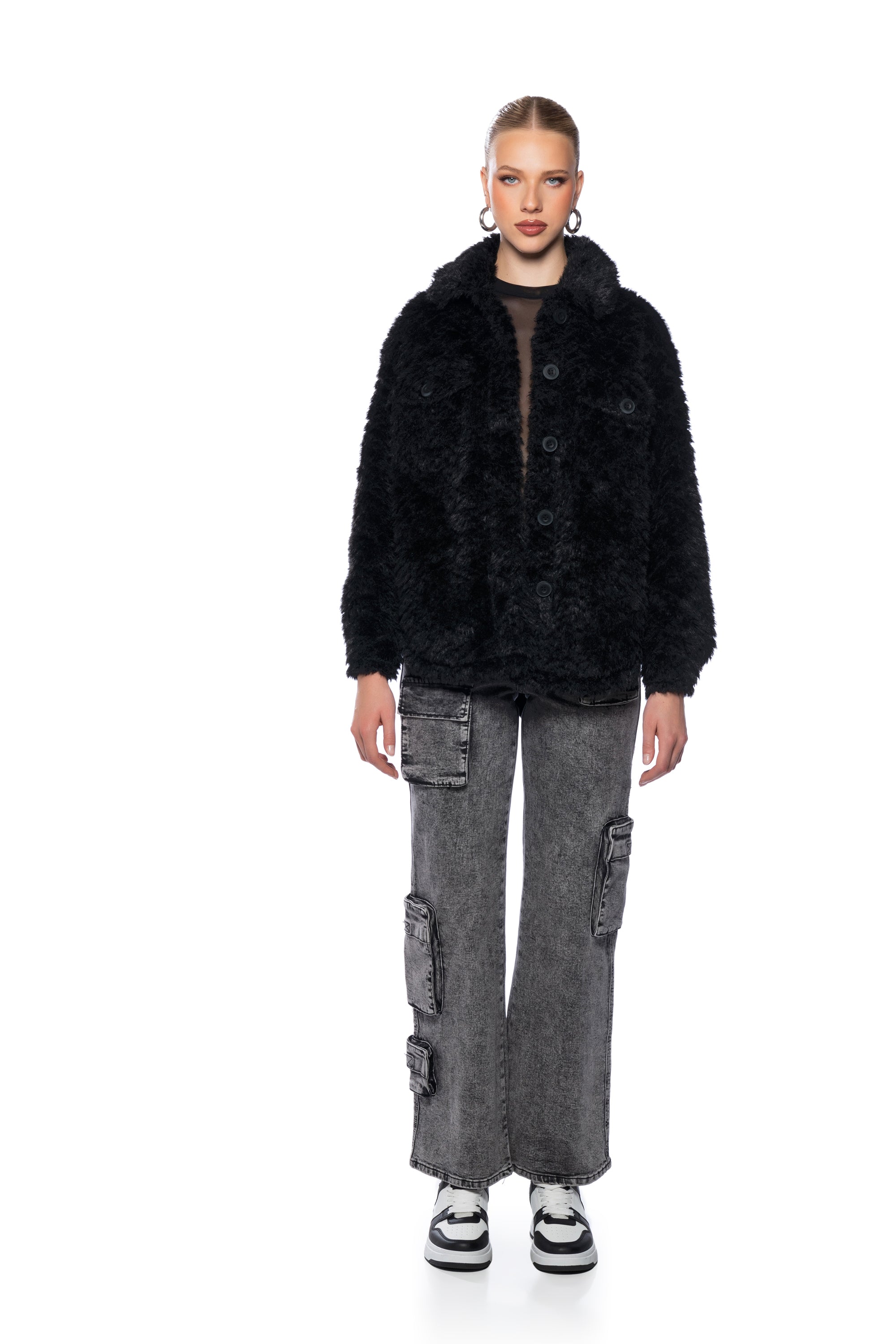 LONE WOLF FAUX FUR SHACKET