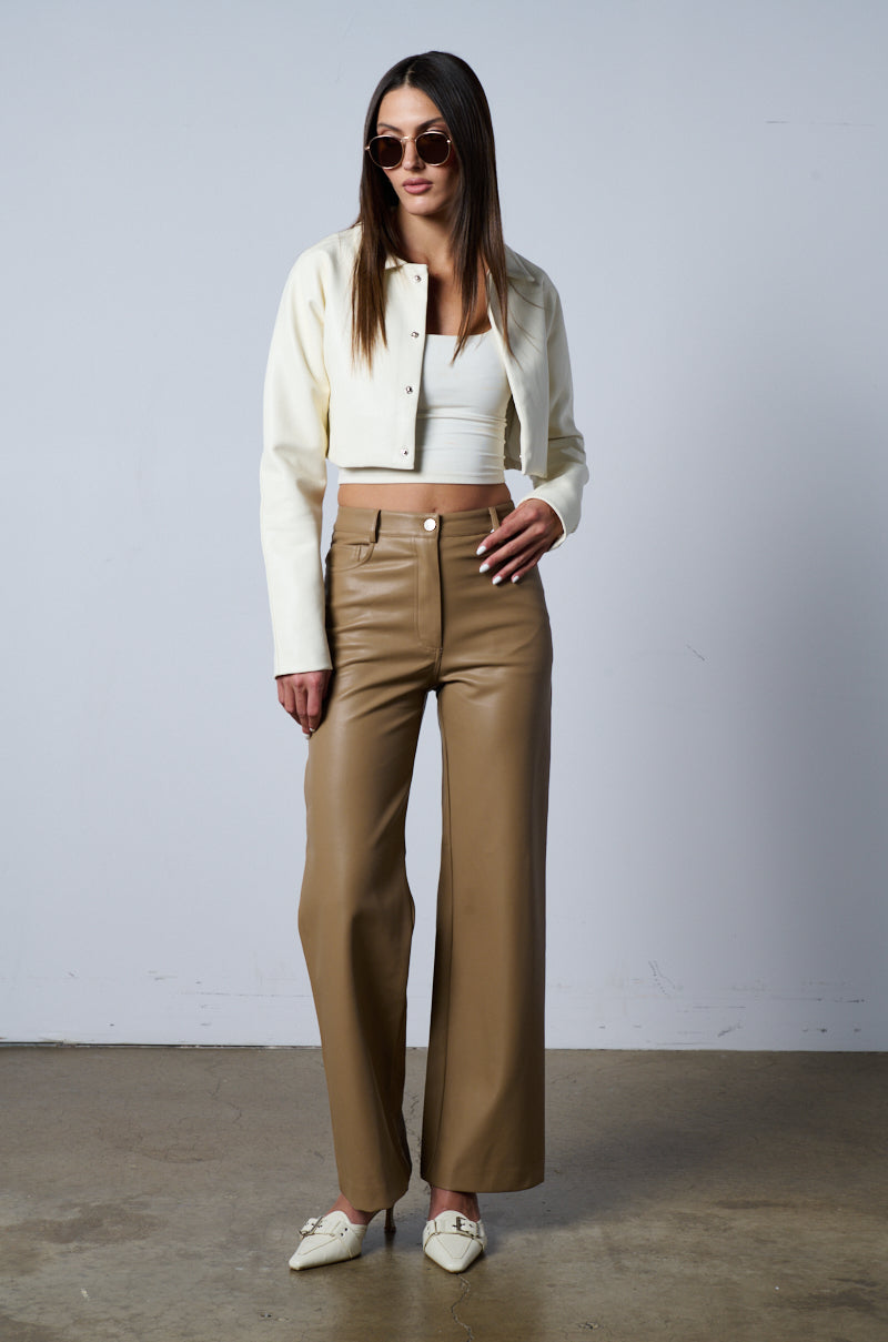 AMMO HIGH RISE FAUX LEATHER WIDE LEG PANTS