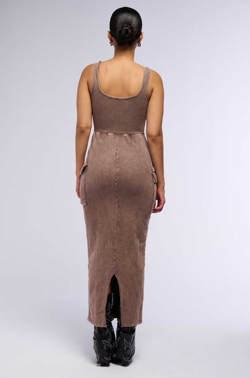 THIS IS REAL MINERAL WASH MIDI DRESS