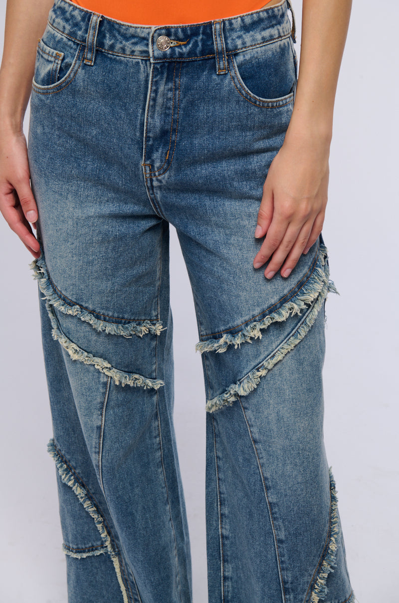 JUST A FEELING DISTRESSED DENIM PANT