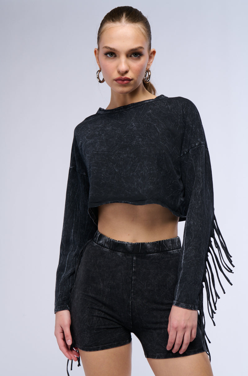 NYX WASHED FRINGE SWEATSHIRT