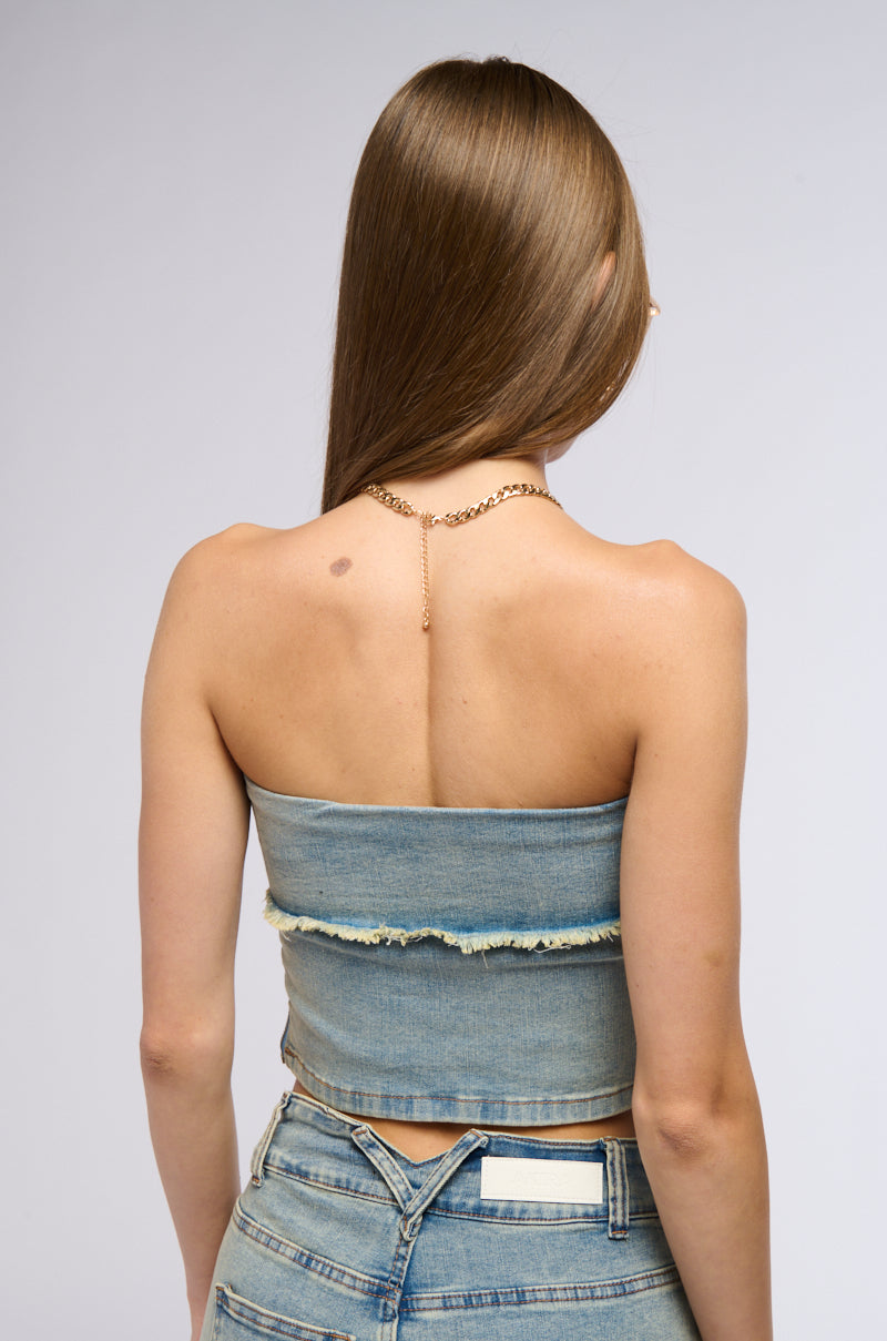 RASHA DENIM CORSET TOP