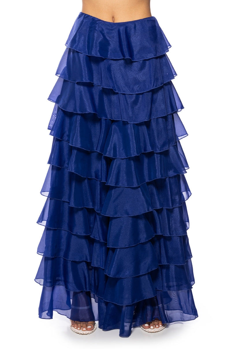 EXPRESS YOURSELF RUFFLE PANTS IN ROYAL BLUE