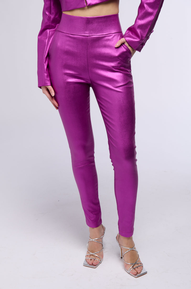 BIG BOOTY HIGH WAIST FAUX LEATHER PANT IN NEON PURPLE