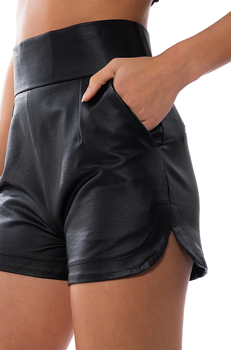 AMMO X AKIRA BIG BOOTY PLEATHER SHORTS WITH 4 WAY STRETCH