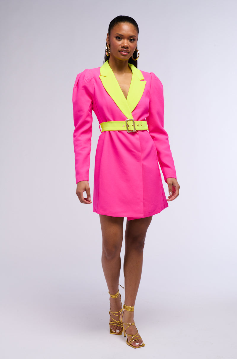 MAJOR THROWBACK NEON BLAZER DRESS