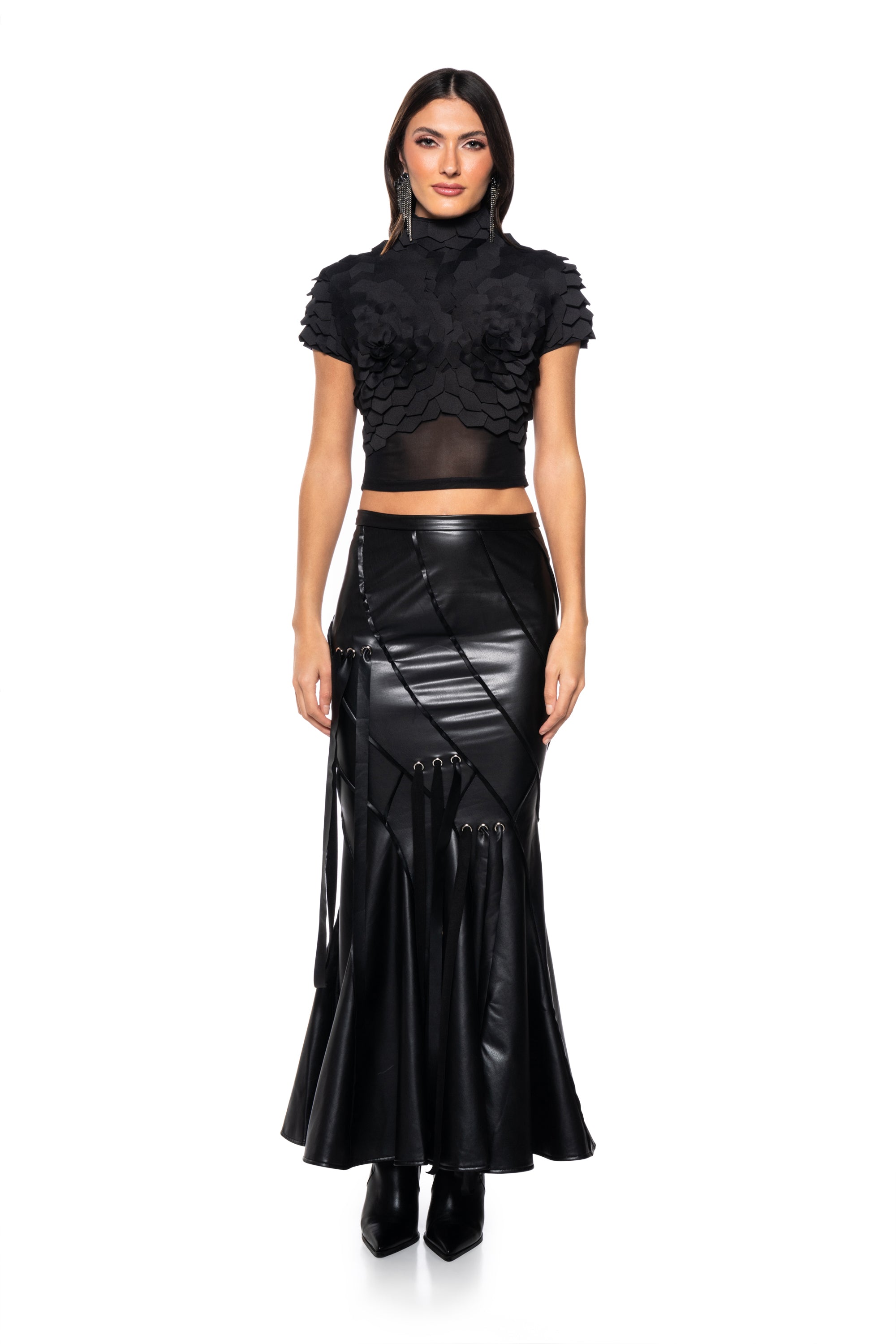 TAKE SOME TIME MERMAID FAUX LEATHER MAXI SKIRT