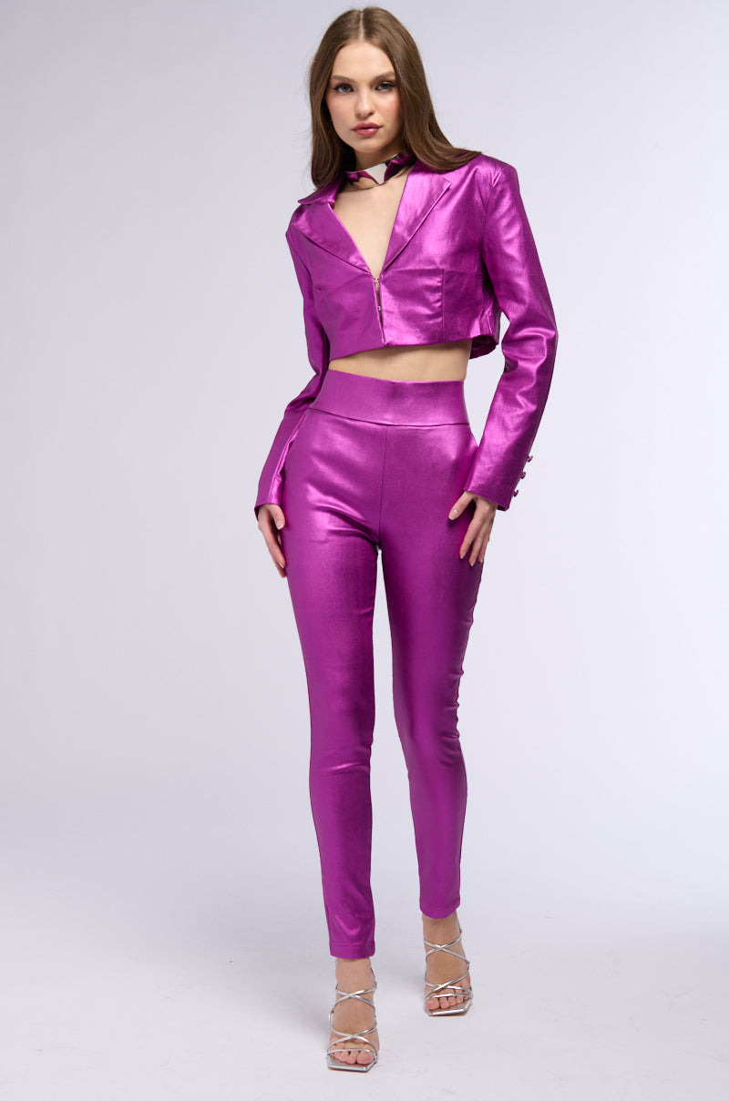 BIG BOOTY HIGH WAIST FAUX LEATHER PANT IN NEON PURPLE