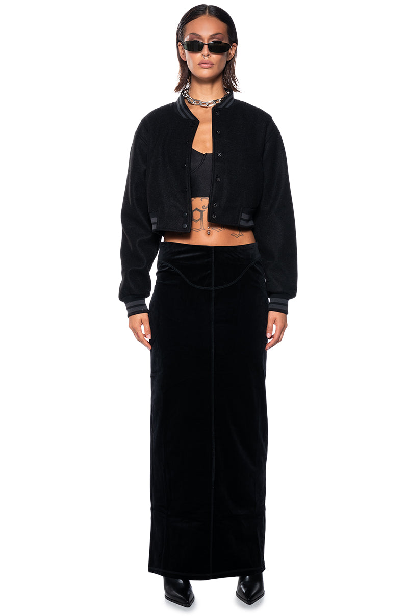 DO NO WRONG VELVET MAXI SKIRT