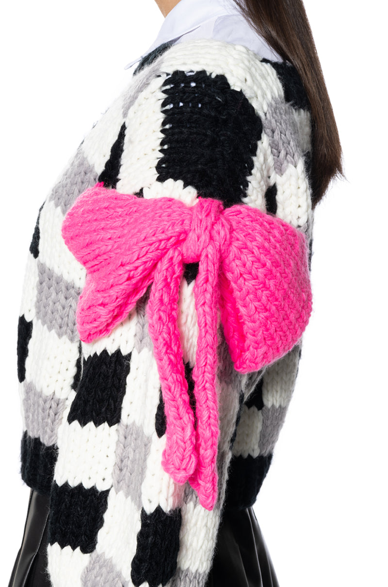 SWEET AS CREAM CHUNKY KNIT BOW DETAIL SWEATER