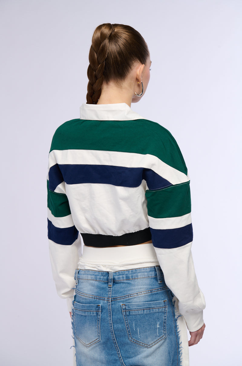 MYLAH CROPPED COLLARED LONG SLEEVE SHIRT