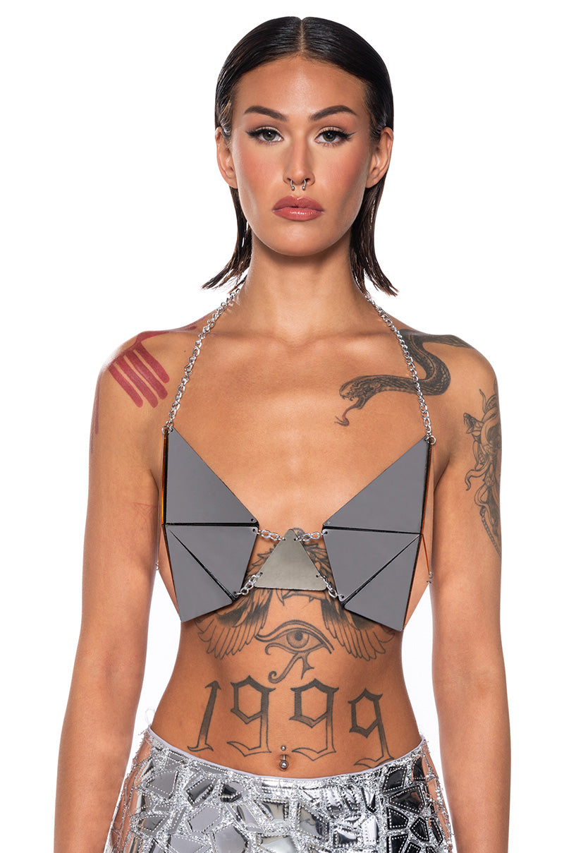 OUT OF THIS WORLD MIRRORED CHAIN BRA