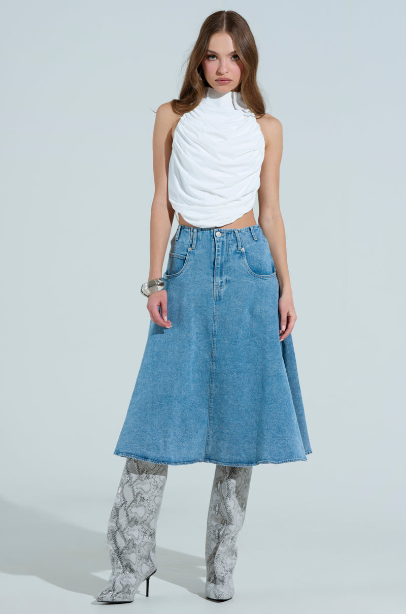 BRITNEY MIDI DENIM SKIRT