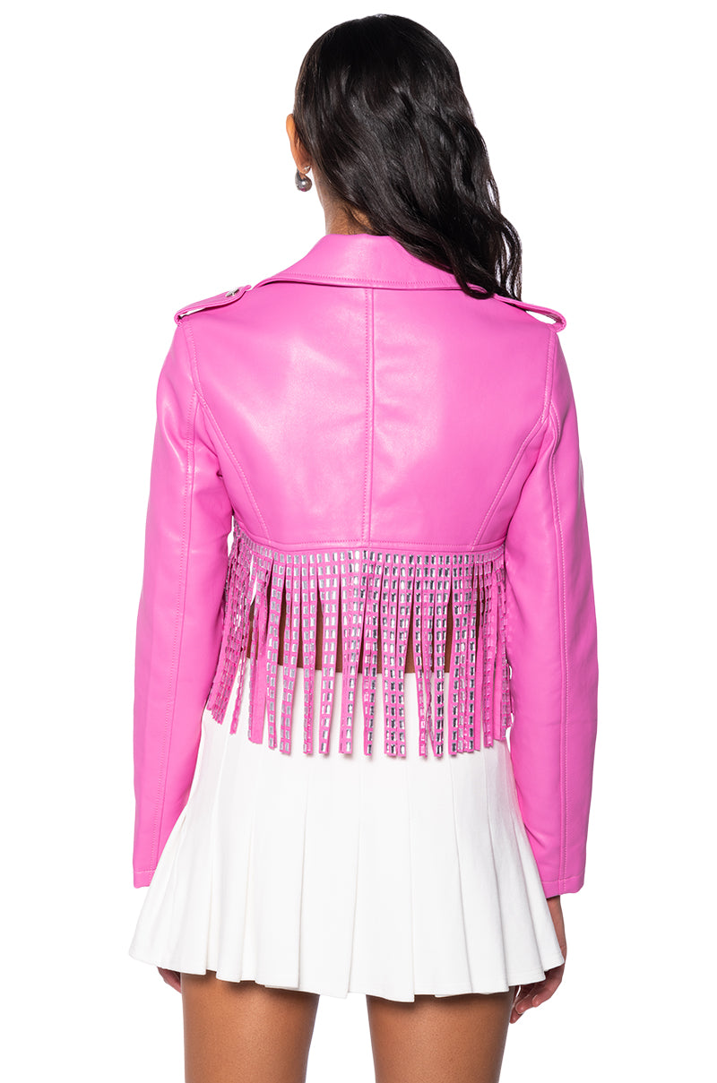 ULTRA CROP MOTO WITH DRIPPING RHINESTONES