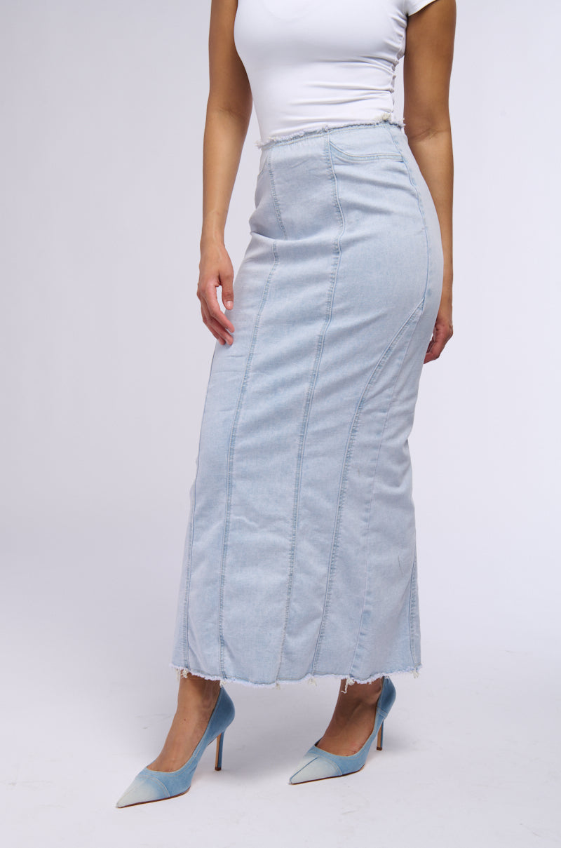 BABY ICE DENIM MAXI SKIRT