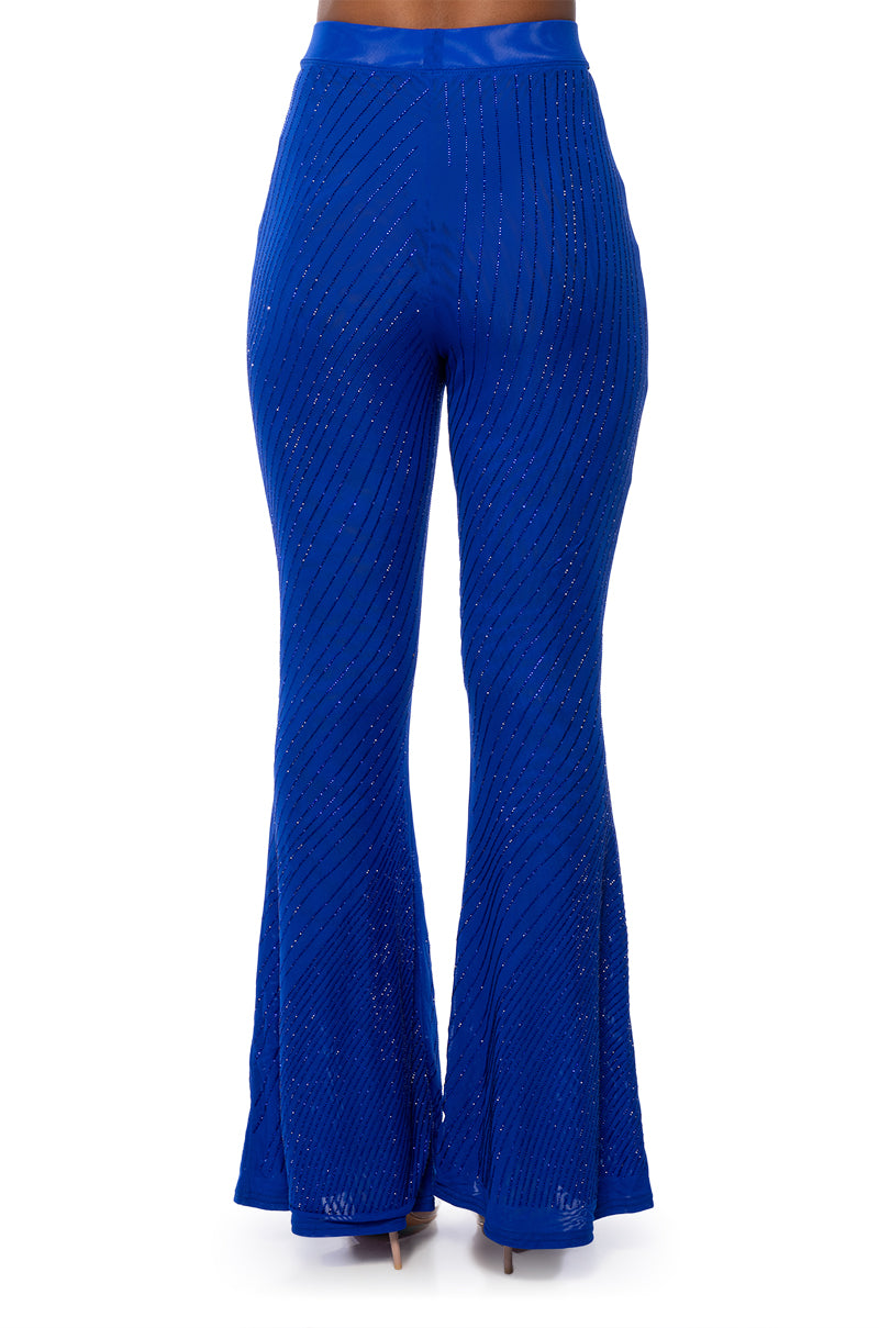 CUFF IT EMBELLISHED MESH FLARE LEG TROUSER