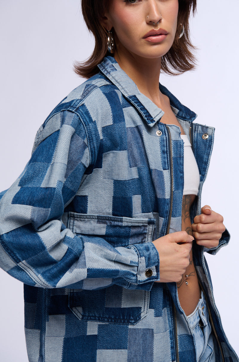 DIGITAL PRINT ON DENIM OVERSIZED JACKET