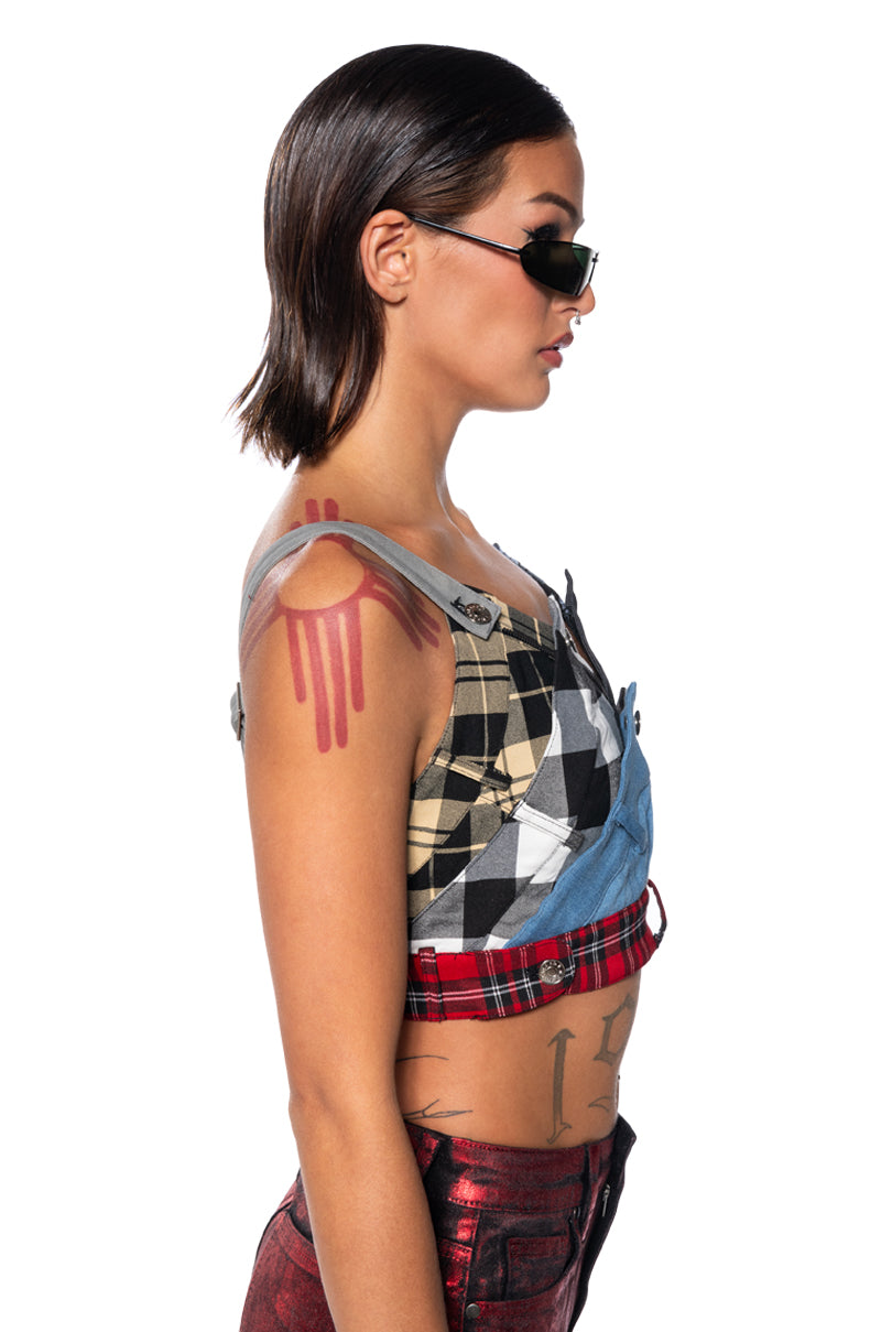 ON MY OWN ACCORD PLAID DECONSTRUCTED TOP