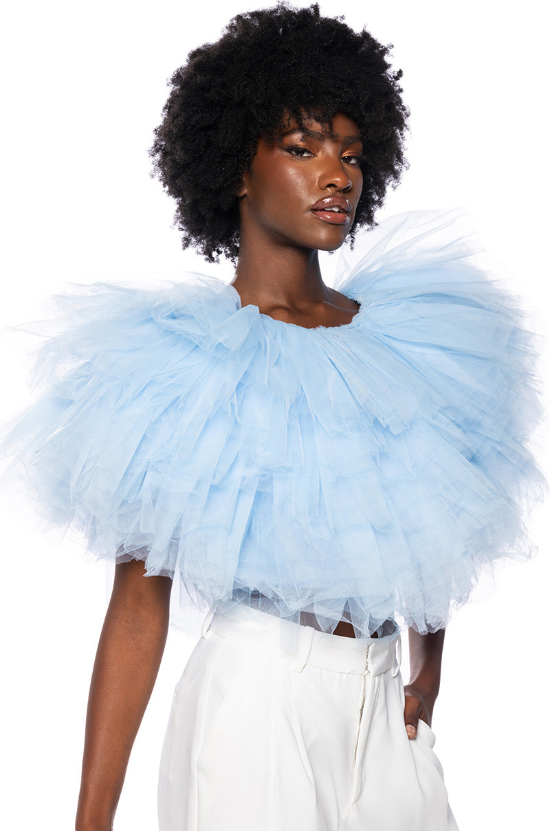 TURNING HEADS TEXTURED TULLE TOP