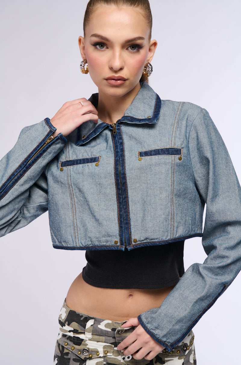 INSIDE OUT DENIM CROP JACKET