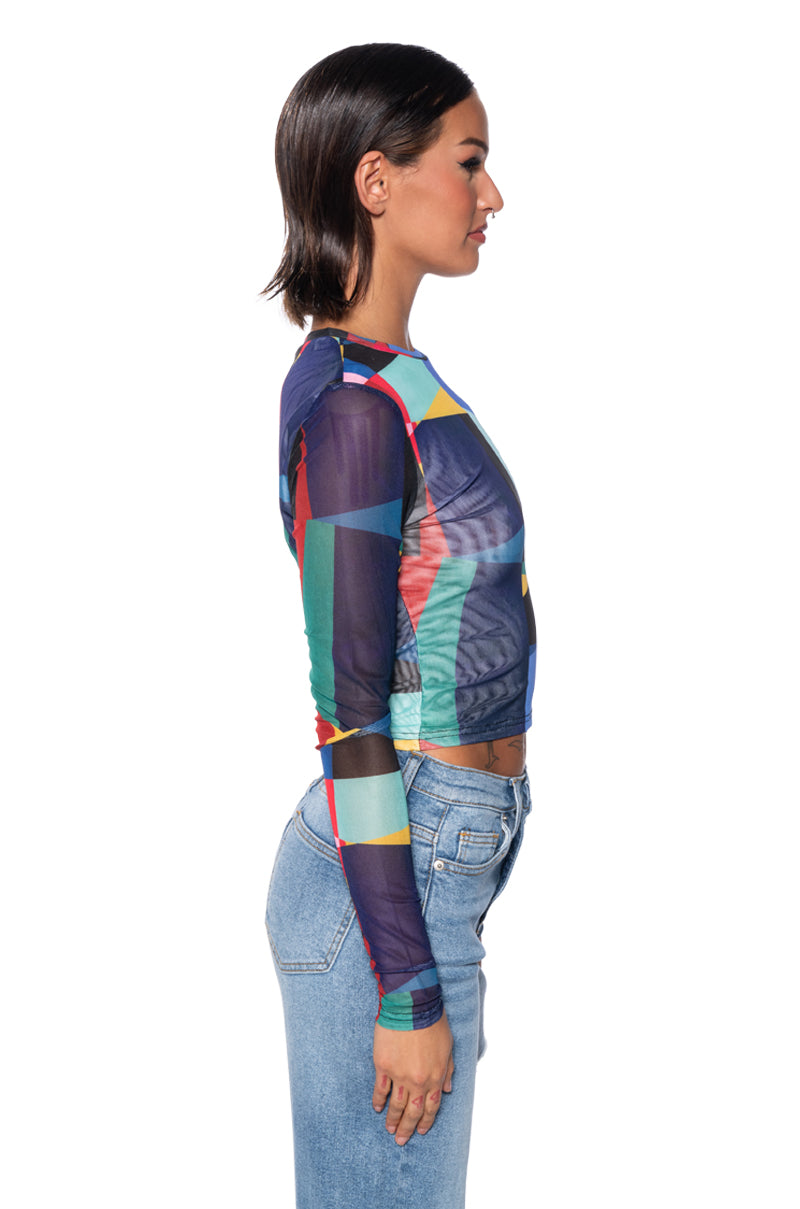 COLOR ME PRETTY LONG SLEEVE MESH TOP