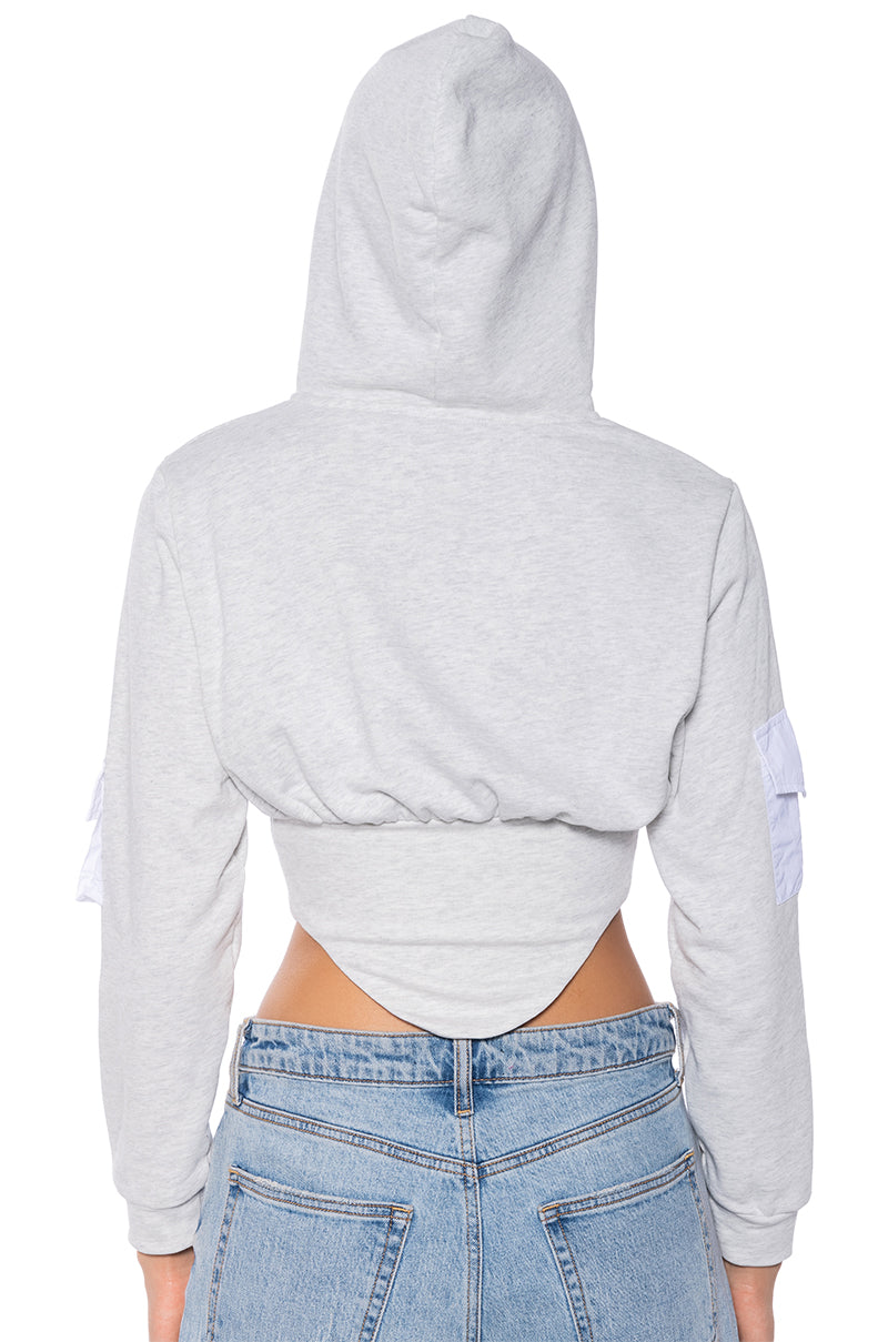 AIM FOR SUCCESS POCKET DETAIL HOODED SWEATSHIRT