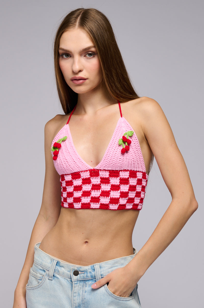 CHERRY GIRL CROCHET TANK