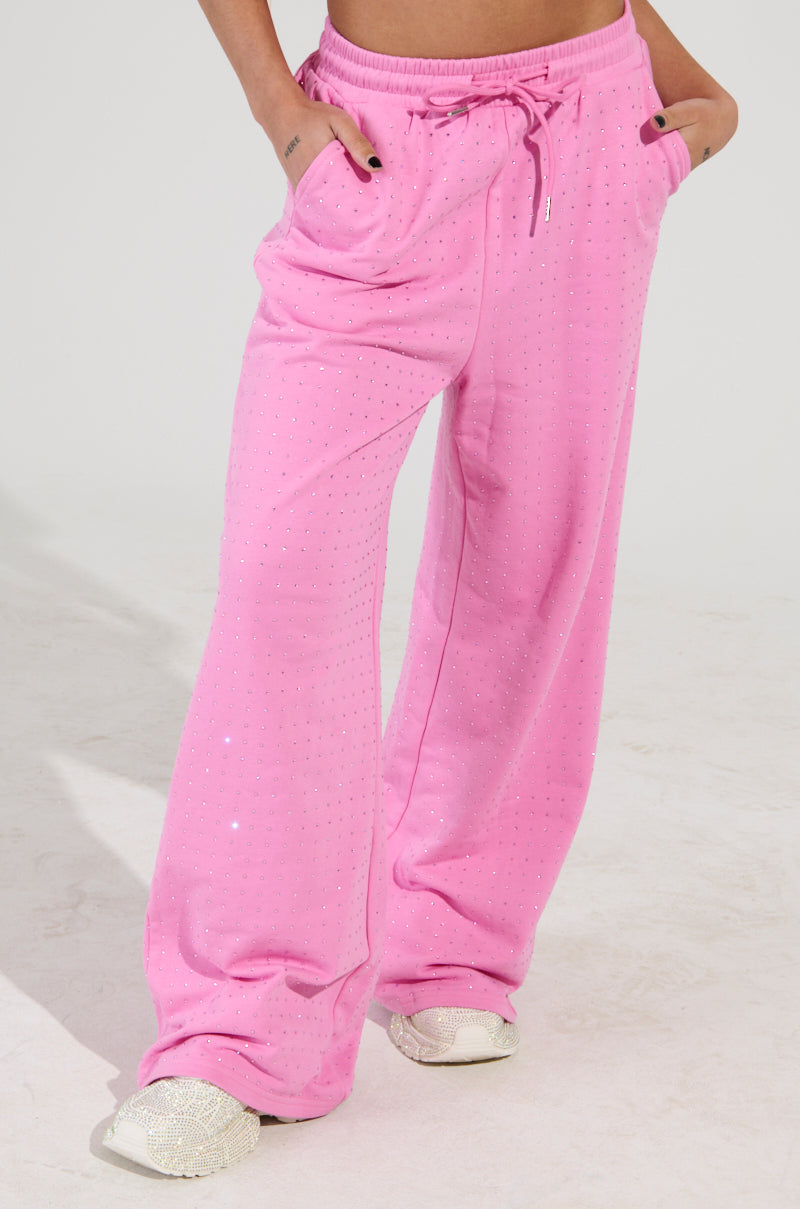 BLOSSOM RHINESTONE EMBELLISHED SWEATPANT IN PINK