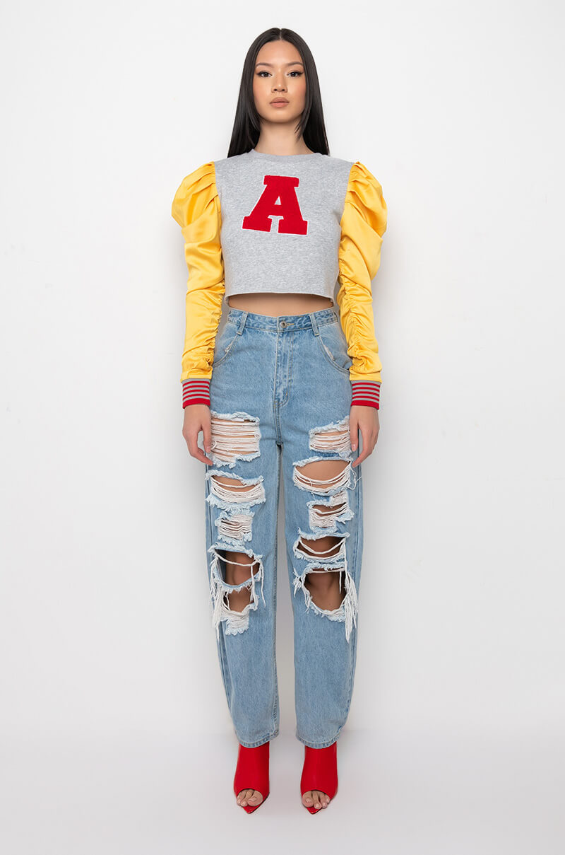 VALEDICTORIAN BADDIE PUFF SLEEVE SWEATSHIRT