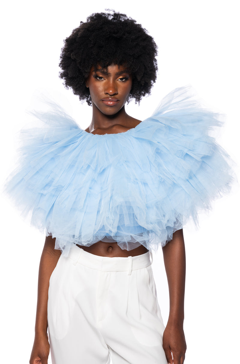 TURNING HEADS TEXTURED TULLE TOP