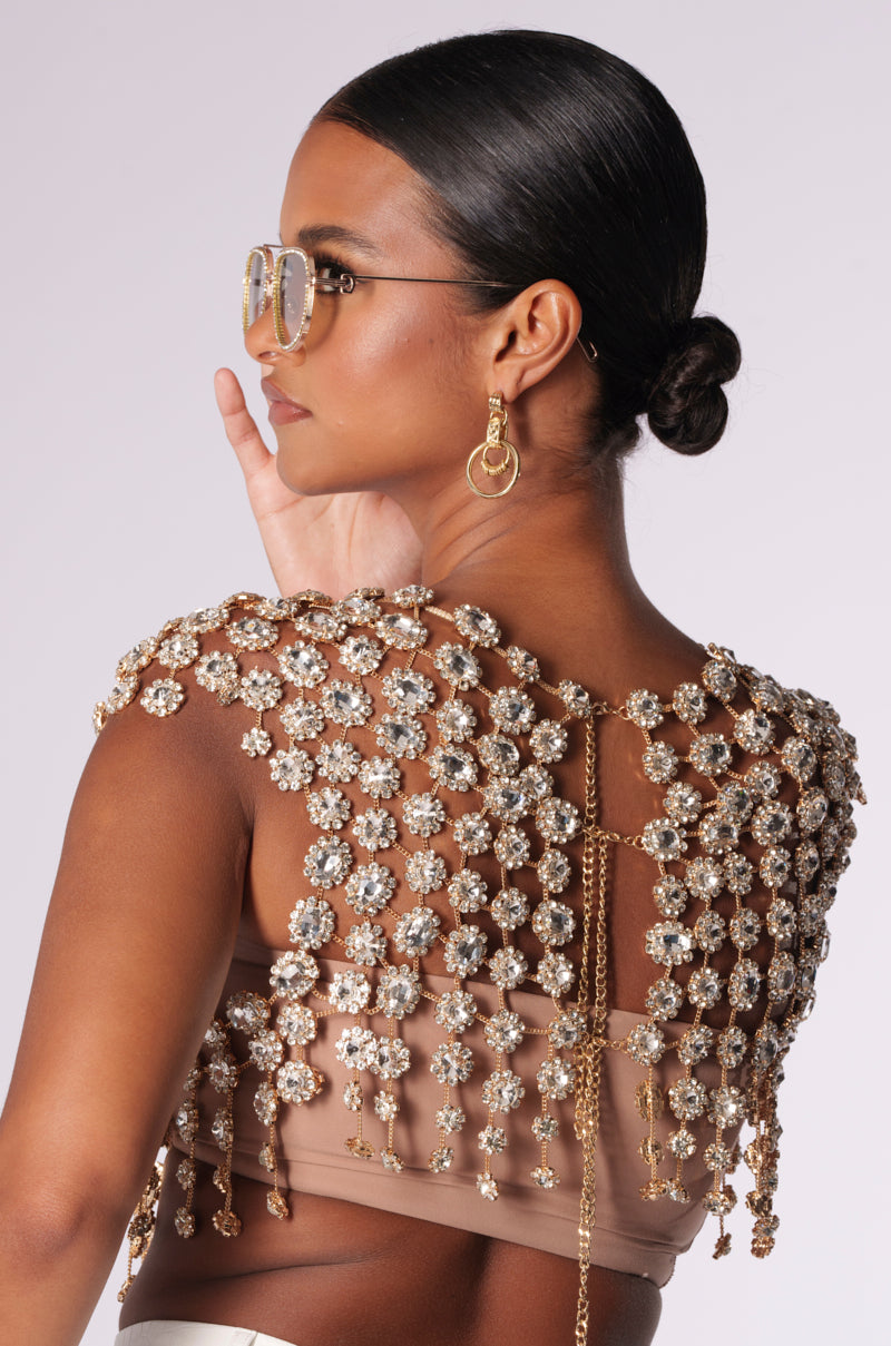 BEJEWELED GOLD SLEEVELESS TOP