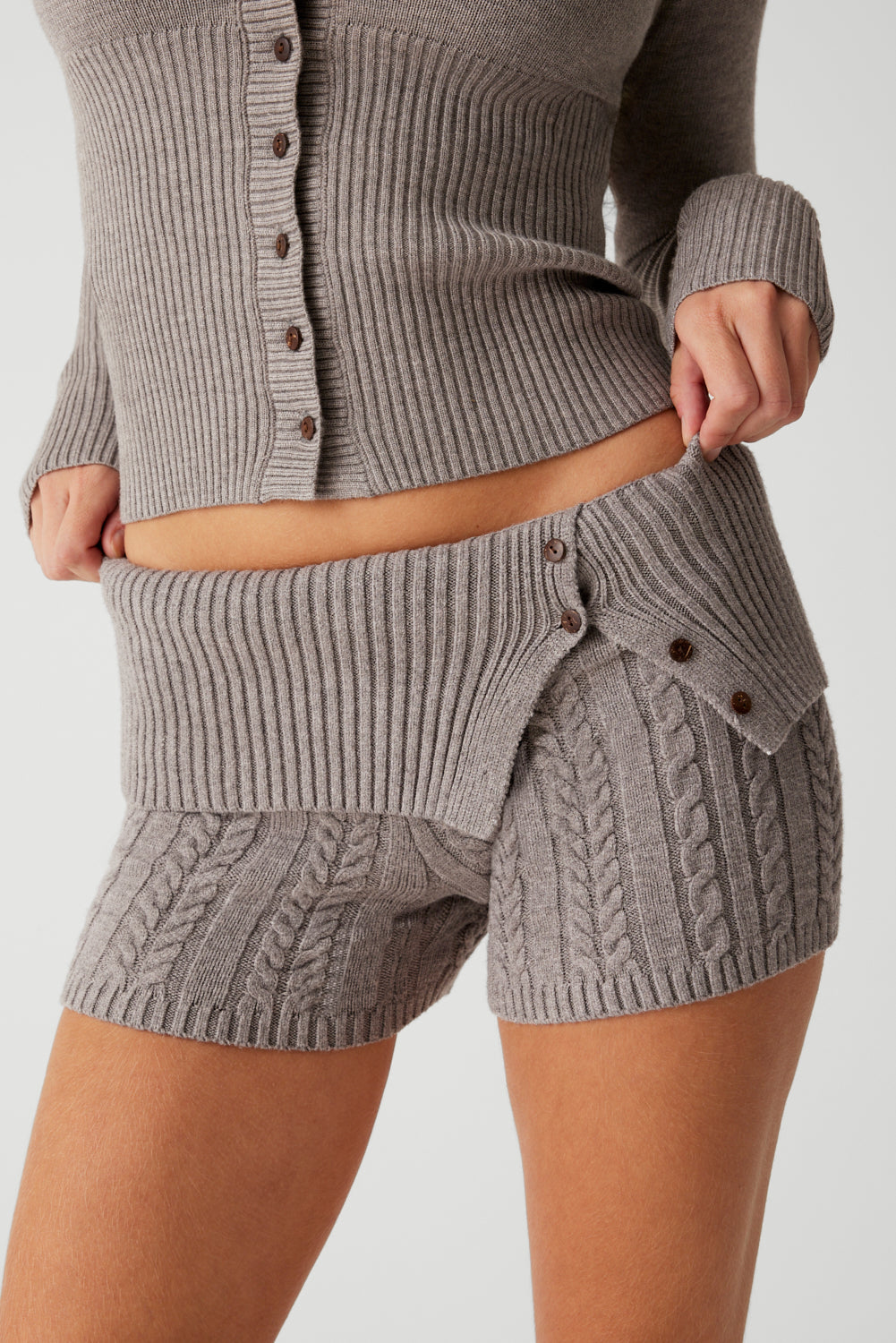 Nolan Cable Cloud Knit Mini Short - Dark Pearl