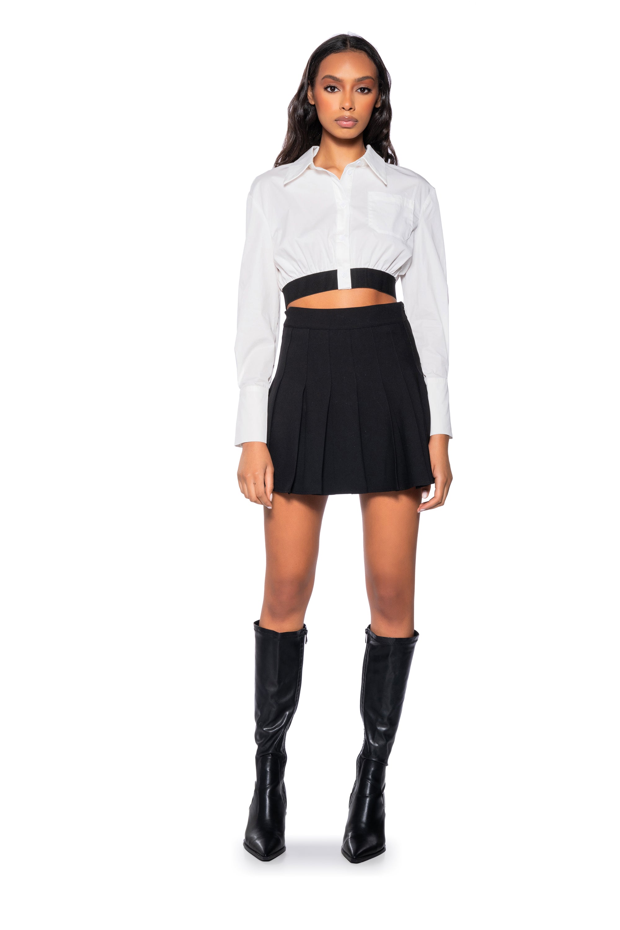 BARDOT CROPPED POPLIN BUTTON DOWN