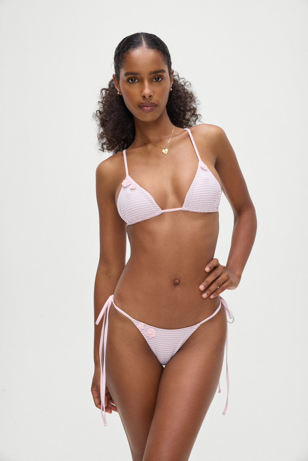 Divine Skimpy String Bikini Bottom -  Rosewater Stripe