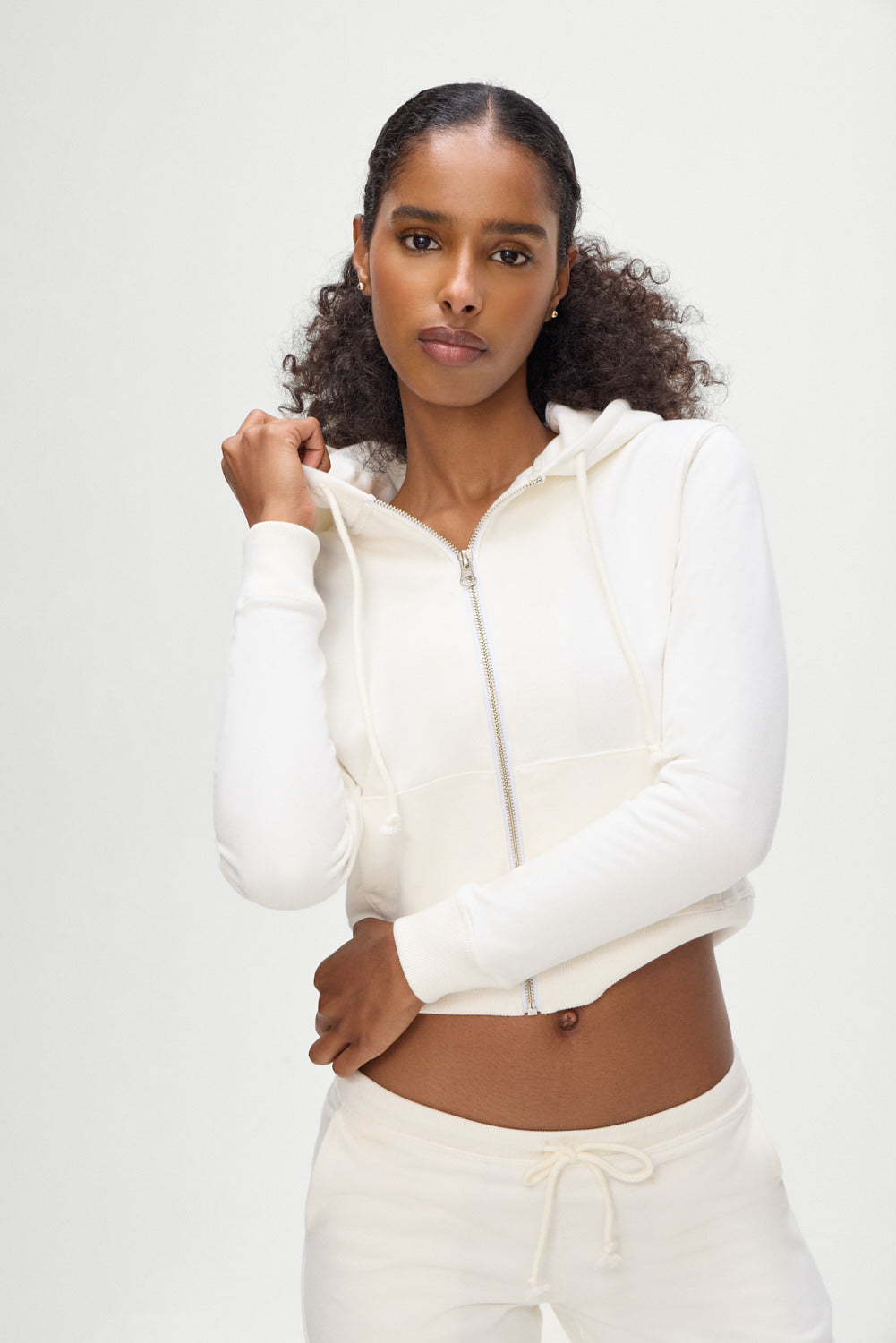 Fall Zip Up Hoodie - White