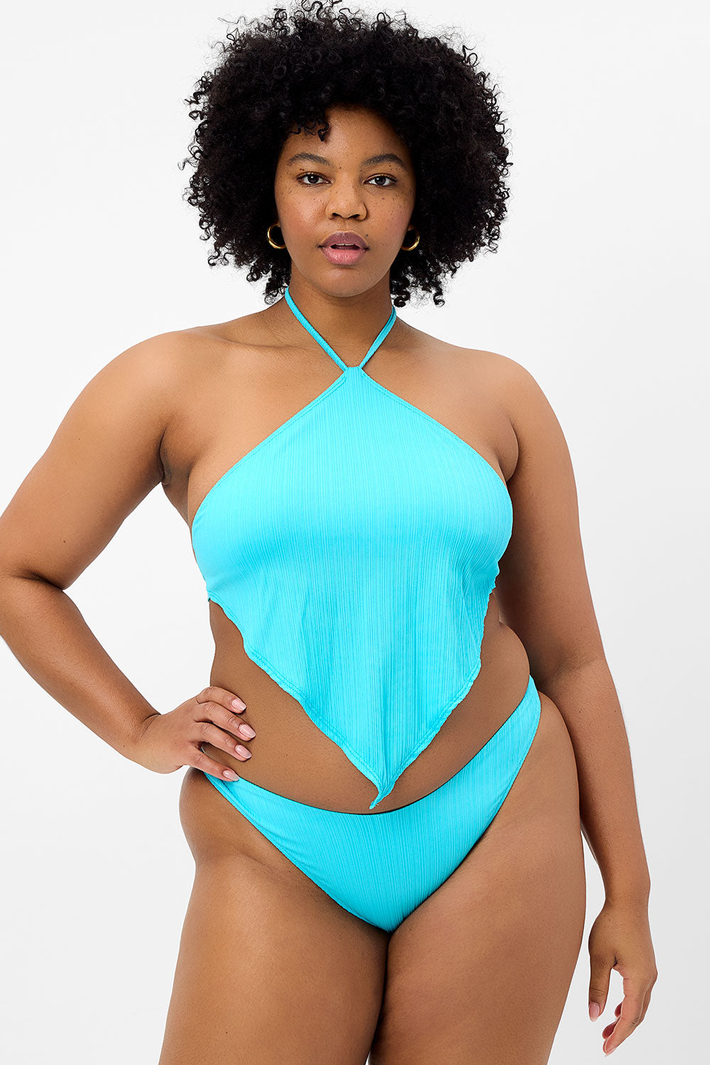 Enzo Plissé Cheeky Bikini Bottom - Aquamarine