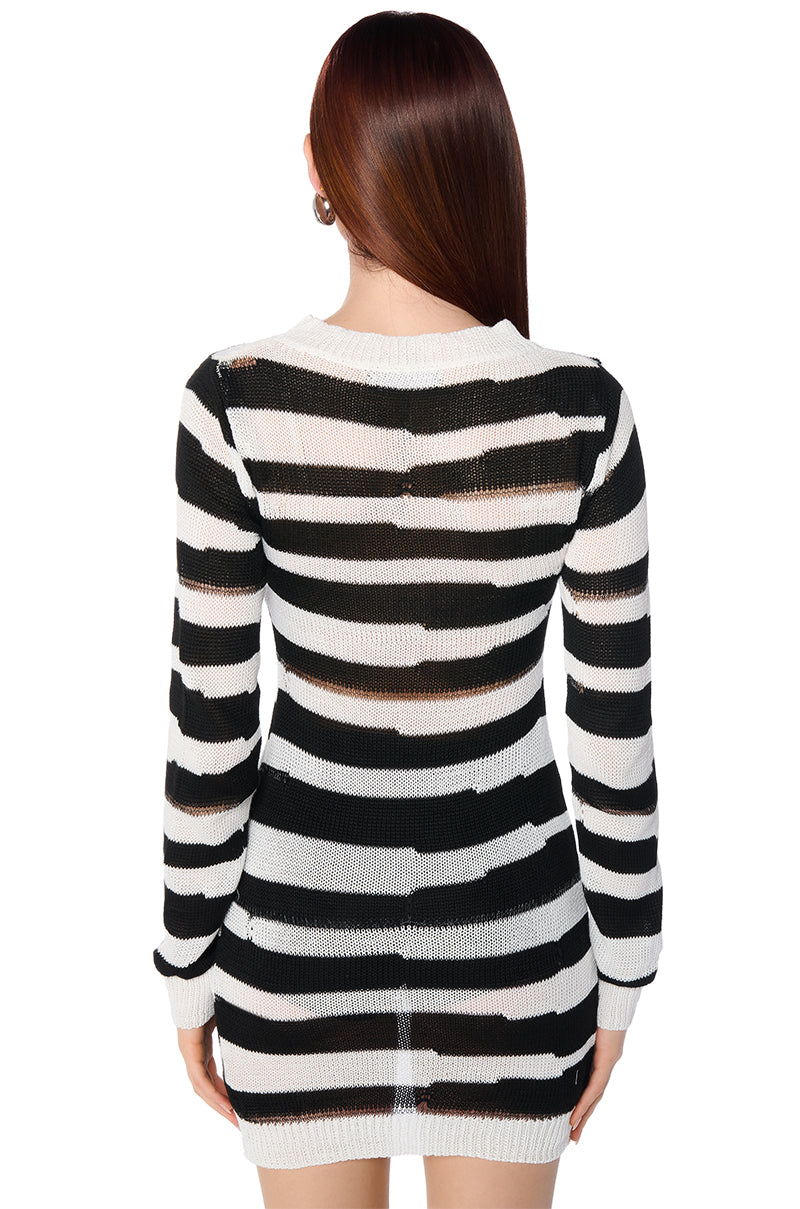 ANI STRIPED LONG SLEEVE MINI DRESS