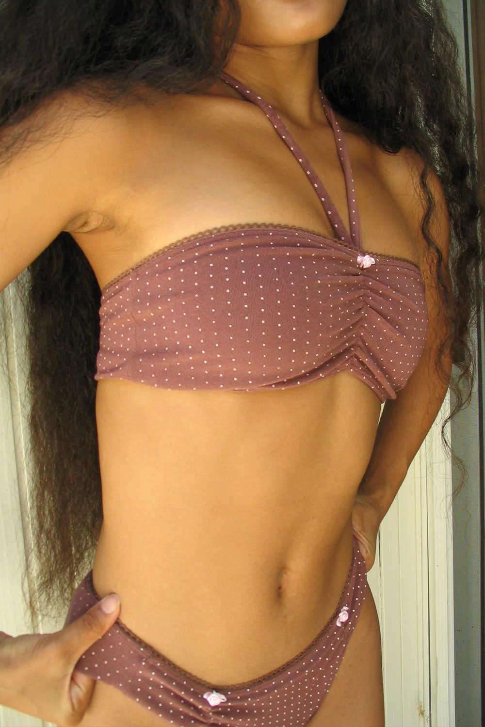 Jupiter Terry Bandeau Bikini Top - Chocolate