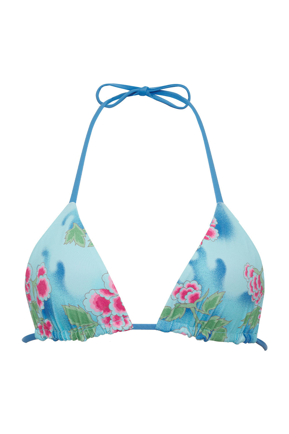 Nick Floral Triangle Bikini Top - Blue Daiquiri