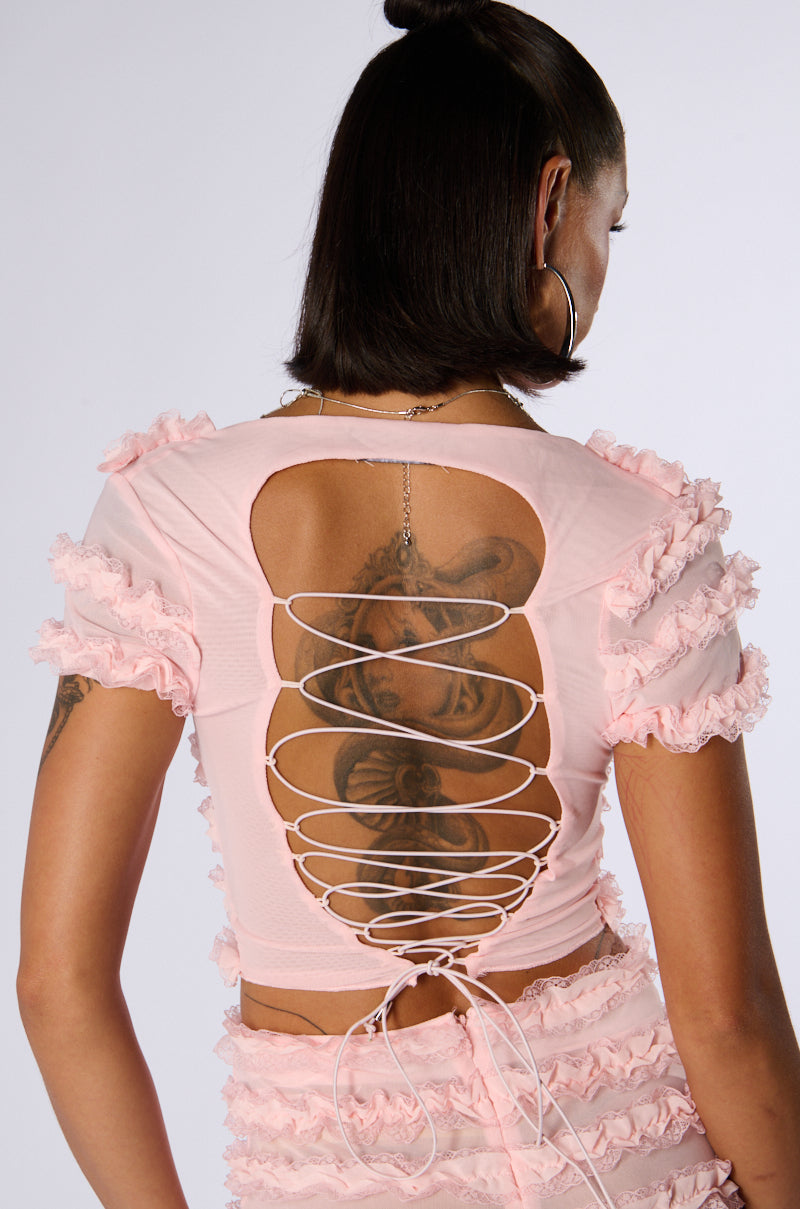 MADE FOR ME OPEN BACK RUFFLE TOP