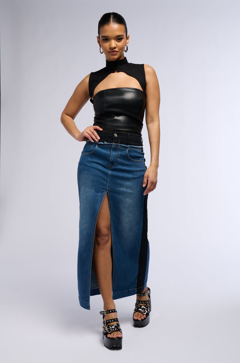 LET IT HAPPEN MAXI DENIM SKIRT