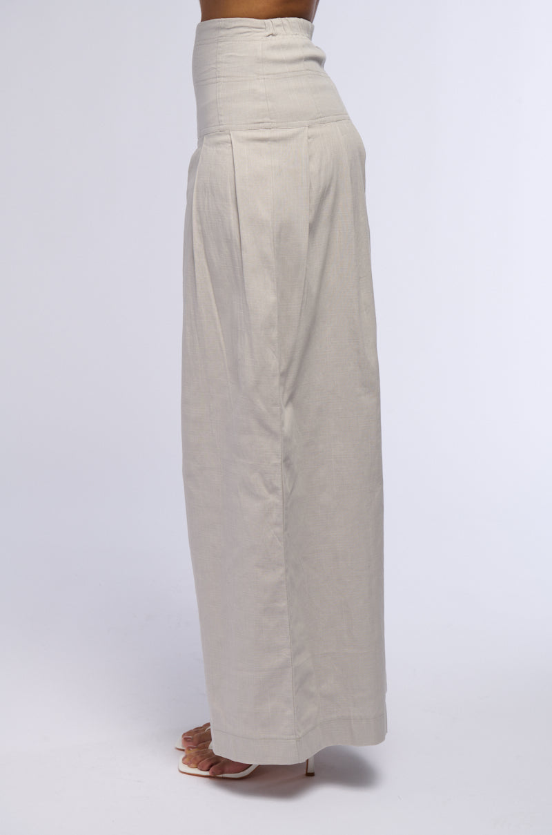 LUNA HIGH WAISTED WIDE LEG LINEN TROUSER